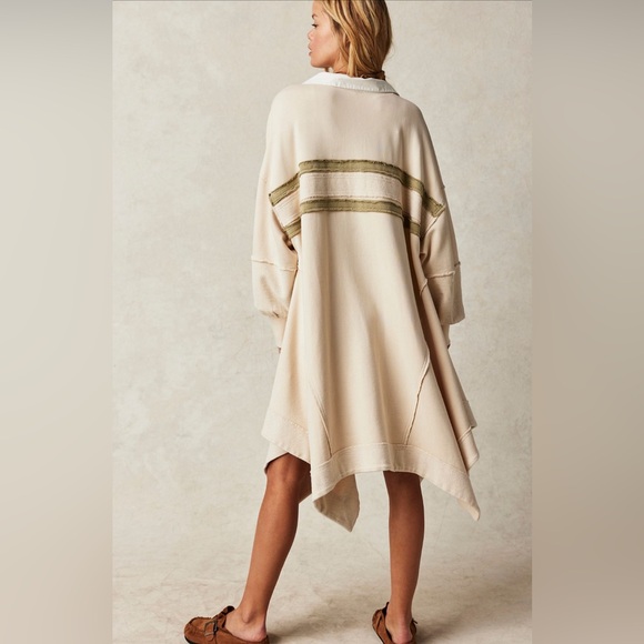 Free People Blair Sweatshirt Dress In Oatmeal Combo sz Small NWOT Oversized Fit - Picture 9 of 9